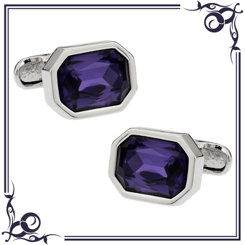 CuffDaddyStore - Men's Cuff Links - Shimmering Crystal Amethyst Cufflinks