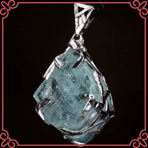 Aquamarine Crystal Meaning - Aquamarine Gold Pendant Natural Blue Beryl Crystal Gemstone_1