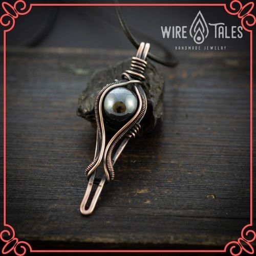 Hematite Healing Properties - Hematite Necklace Wire wrapped pendant - 1