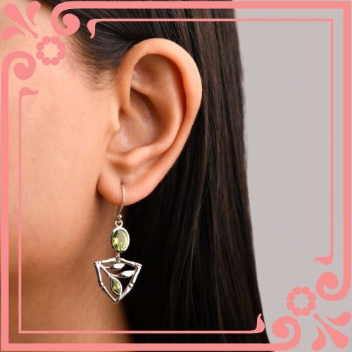 Numerology of Peridot - ElementaJewels - Leaf Peridot Earrings - 3