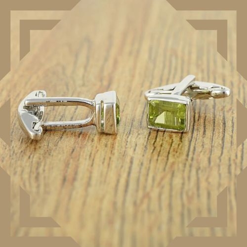 Numerology of Peridot - TheJewelsPark - Amazing Green Peridot Cufflinks For Men - 3