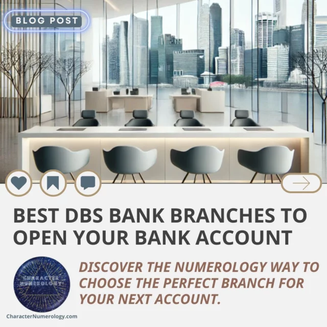 If you’re a DBS customer, take a moment to review your bank account number and see if it carries auspicious vibrational energy.

Explore this blog post to discover which DBS branches in Singapore are ideal for opening your next bank account!

Click on the link in my bio (@characternumerology) to access the blog in my website.

#CharacterNumerology #BankAccountNumberNumerology #Numerology #numerologyusecase #BestDBSBankBranches